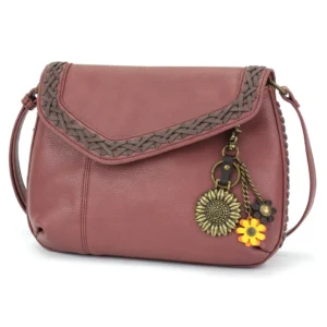 Braided Boho Crossbody - Metal Charming Sunflower - berry