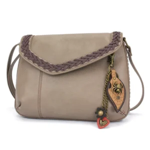 Braided Boho Crossbody - Metal Charming Spider - warm gray