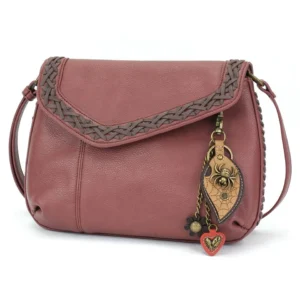 Braided Boho Crossbody - Metal Charming Spider - berry