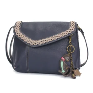 Braided Boho Crossbody - Mini Keychain Cat - navy