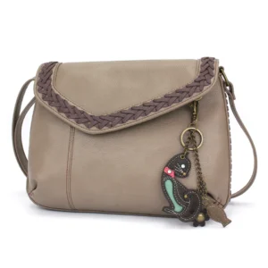 Braided Boho Crossbody - Mini Keychain Cat - warm gray