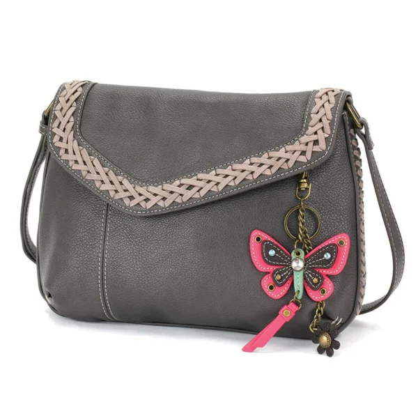 Braided Boho Crossbody - Mini Keychain Pink Butterfly - ink