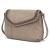 Braided Boho Crossbody - Metal Charming Feather - warm gray - Image 3