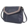 Braided Boho Crossbody - Metal Charming Feather - navy - Image 3