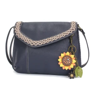 Braided Boho Crossbody - Metal Charming Sunflower - navy