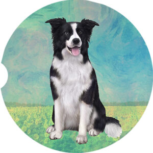 BORDER COLLIE SITTING CAR COASTERS