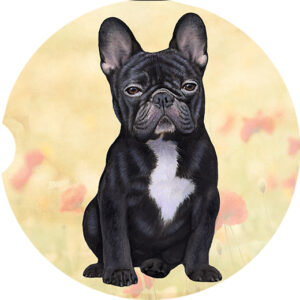 FRENCH BULLDOG BLACK SITTING CAR COASTERS