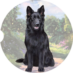 GERMAN SHEPHERD BLACK SITTING CAR COASTERS