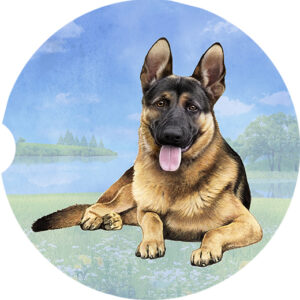 GERMAN SHEPHERD LAYING CAR COASTERS