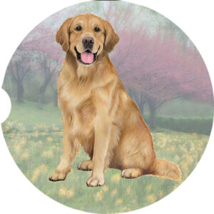 GOLDEN RETRIEVER SITTING CAR COASTERS