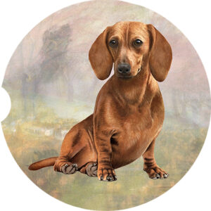 DACHSHUND RED SITTING CAR COASTERS