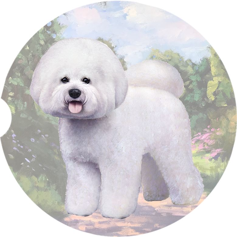 BICHON FRISE STANDING CAR COASTERS