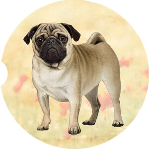 PUG TAN STANDING CAR COASTERS
