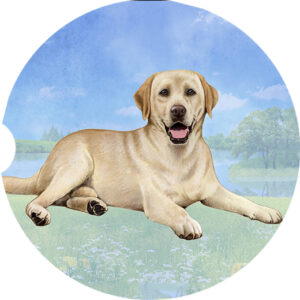 LAB YELLOW LAYING CAR COASTERS