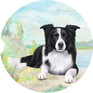 BORDER COLLIE LAYING CAR COASTERS