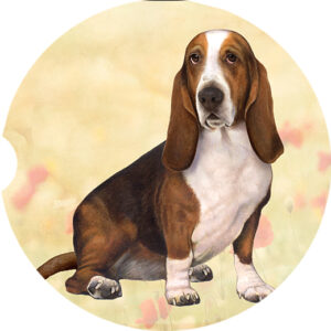 BASSET HOUND SITTING CAR COASTERS