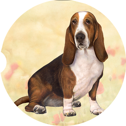 BASSET HOUND SITTING CAR COASTERS