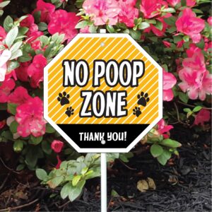 Garden Sign - NO POOP * Yellow