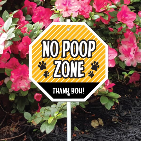Garden Sign - NO POOP * Yellow