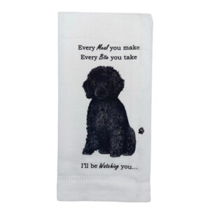POODLE, BLACK KITCHEN TOWEL