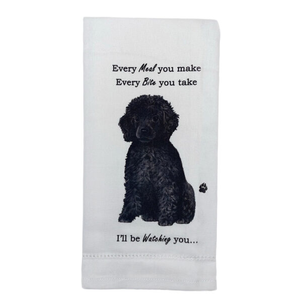 POODLE, BLACK KITCHEN TOWEL