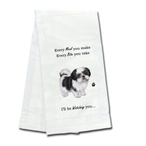 SHIH TZU BLACK & WHITE PUPPY CUT KITCHEN TOWEL