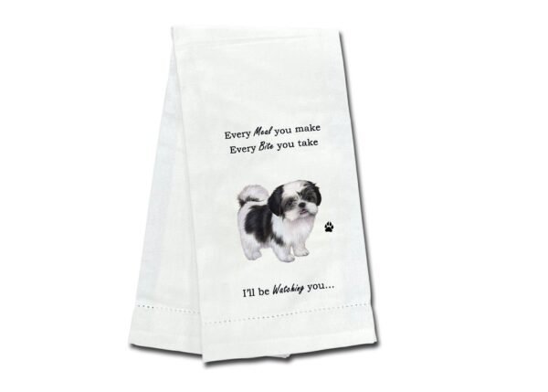 SHIH TZU BLACK & WHITE PUPPY CUT KITCHEN TOWEL