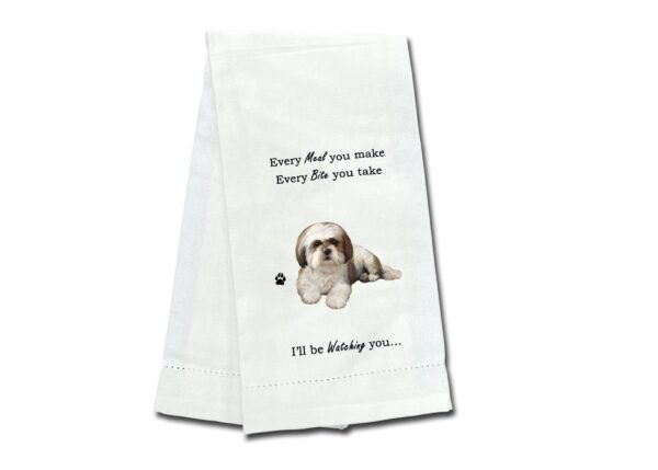 SHIH TZU TAN & WHITE PUPPY CUT KITCHEN TOWEL