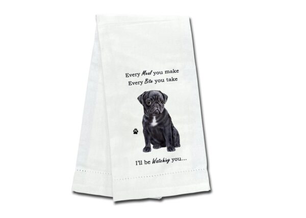 PUG, BLACK KITCHEN TOWEL