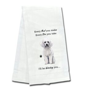 POODLE, WHITE KITCHEN TOWEL