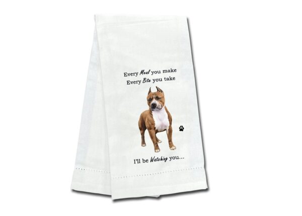 PIT BULL, BRINDLE & WHITE KITCHEN TOWEL
