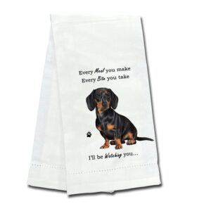 DACHSHUND, BLACK KITCHEN TOWEL