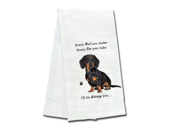 DACHSHUND, BLACK KITCHEN TOWEL