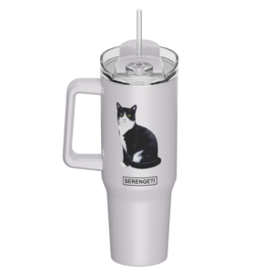 CAT, BLACK AND WHITE - INSULATED MUG