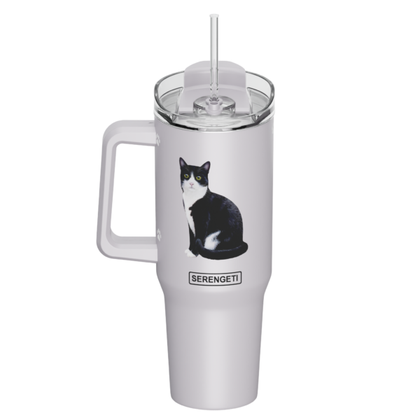 CAT, BLACK AND WHITE - INSULATED MUG