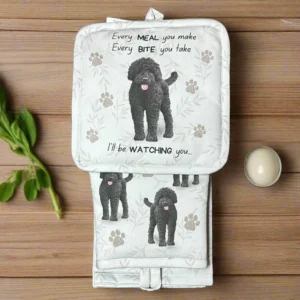Oven Mitt Set - Black Labradoodle