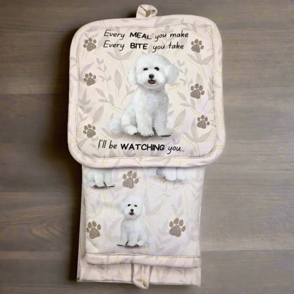 Oven Mitt Set - Bichon Frise