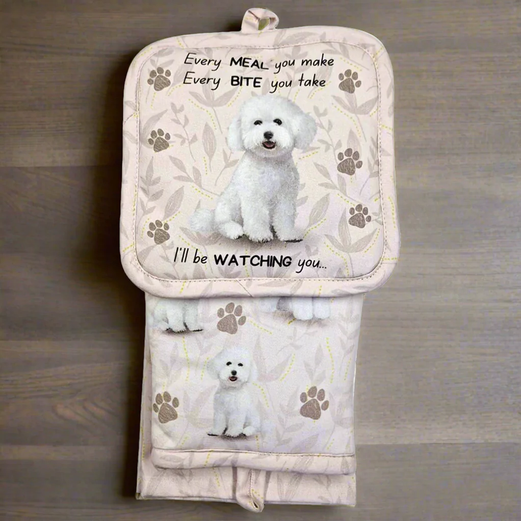 Oven Mitt Set - Bichon Frise