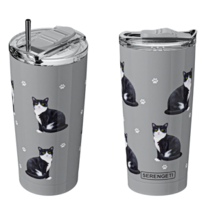 Cat, Black and white Serengeti 20 oz Tumbler