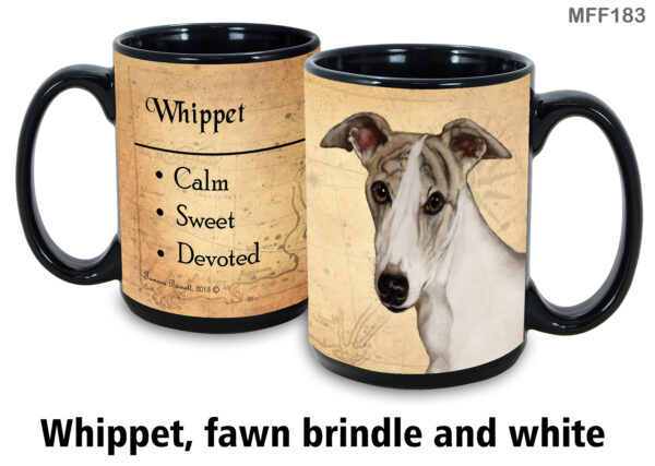 Whippet, Fawn Brindle and White Mug