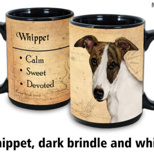 Whippet, Dark Brindle and White Mug