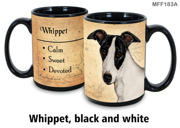 Whippet, Black and White Mug