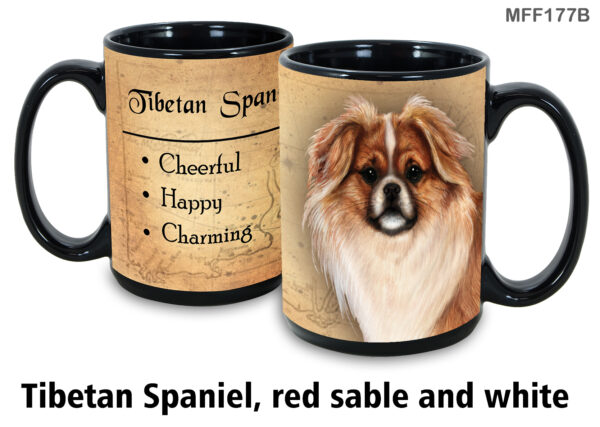 Tibetan Spaniel, Red Sable and White Mug