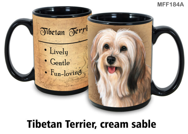 Tibetan Spaniel, Black and White Mug