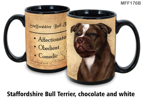 Staffordshire Bull Terrier, Chocolate and White Mug
