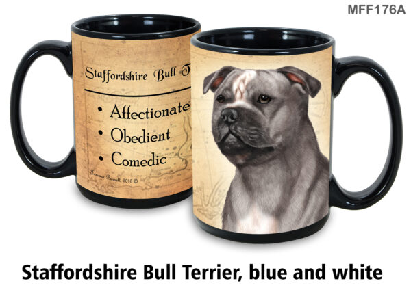 Staffordshire Bull Terrier, Blue and White Mug