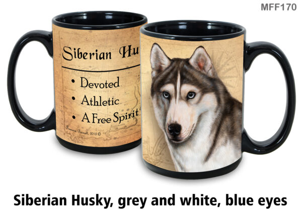 Siberian Husky, Grey and White, Blue Eyes Mug