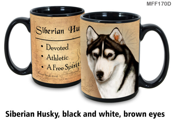 Siberian Husky, Black and White, Brown Eyes Mug