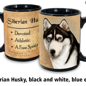 Siberian Husky, Black and White, Blue Eyes Mug