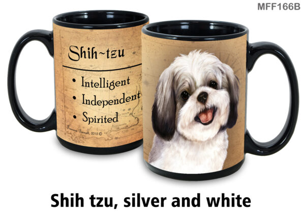 Shih Tzu, Silver and White Mug